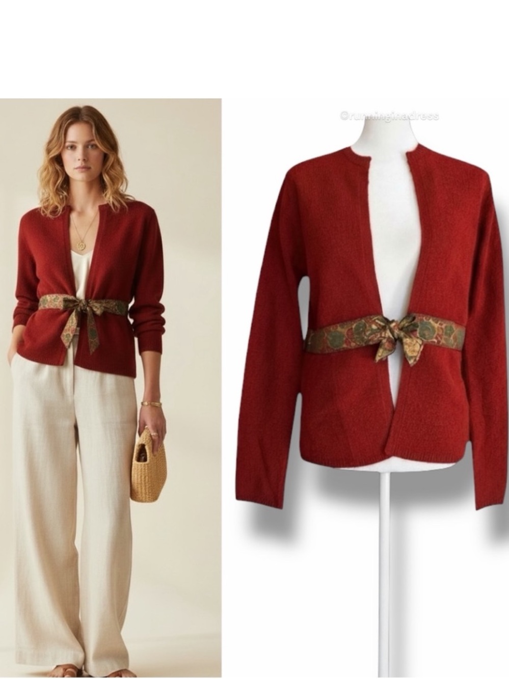 Anthropologie Sleeping on Snow Armana Jasmine Cardigan Red Wool Blend Size M